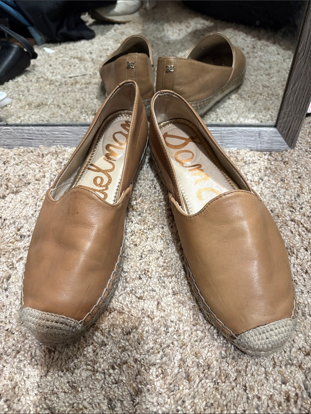 Sam Edelman Tan Leather Espadrille Slip-Ons